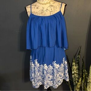 Chic Blue and White Women's Mini Dress